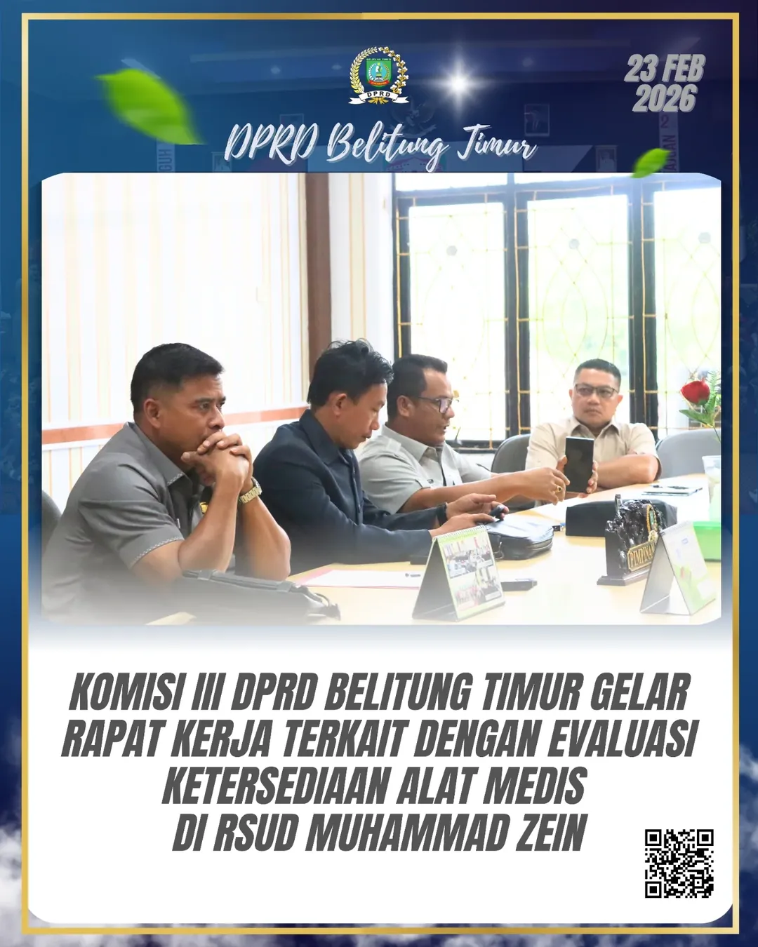 Rapat kerja bersama pihak terkait dalam rangka evaluasi ketersediaan alat medis di RSUD Muhammad Zein.