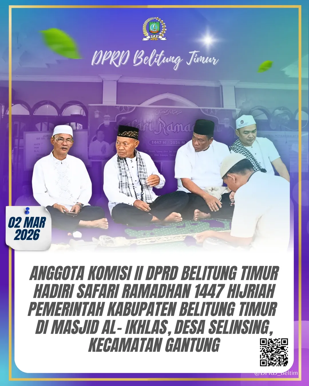 Kegiatan Safari Ramadhan Pemerintah Kabupaten Belitung Timur yang digelar di Masjid Al-Ikhlas