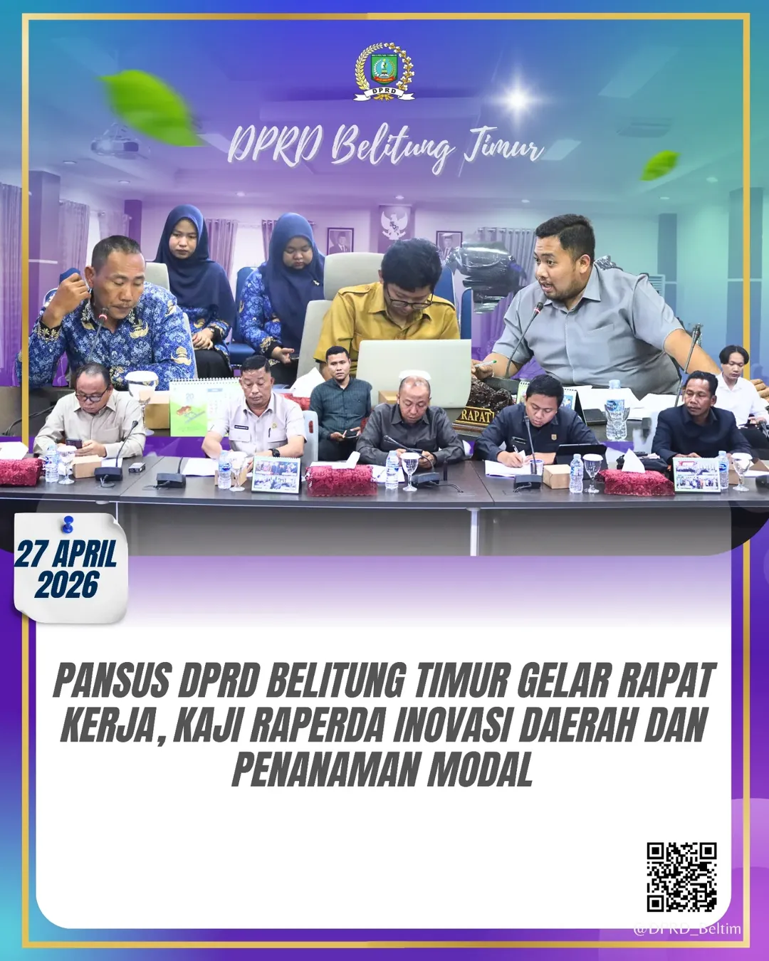 Rapat Panitia Khusus (Pansus) Dewan Perwakilan Rakyat Daerah (DPRD) Kabupaten Belitung Timur membahas  2 (dua) Rancangan Peraturan Daerah (Raperda) strategis.