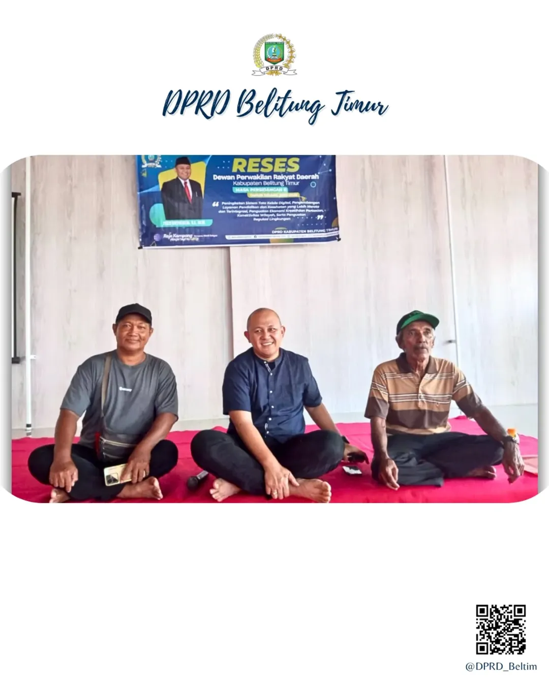 Reses Masa Persidangan II Tahun Sidang 2025-2026, Ketua DPRD Kab Belitung Timur menjemput dan menyerap aspirasi masyarakat yang  diselenggarakan pada Senin, 20 April 2026 di Dusun Lipat Kajang, Desa Baru, Kecamatan Manggar.
