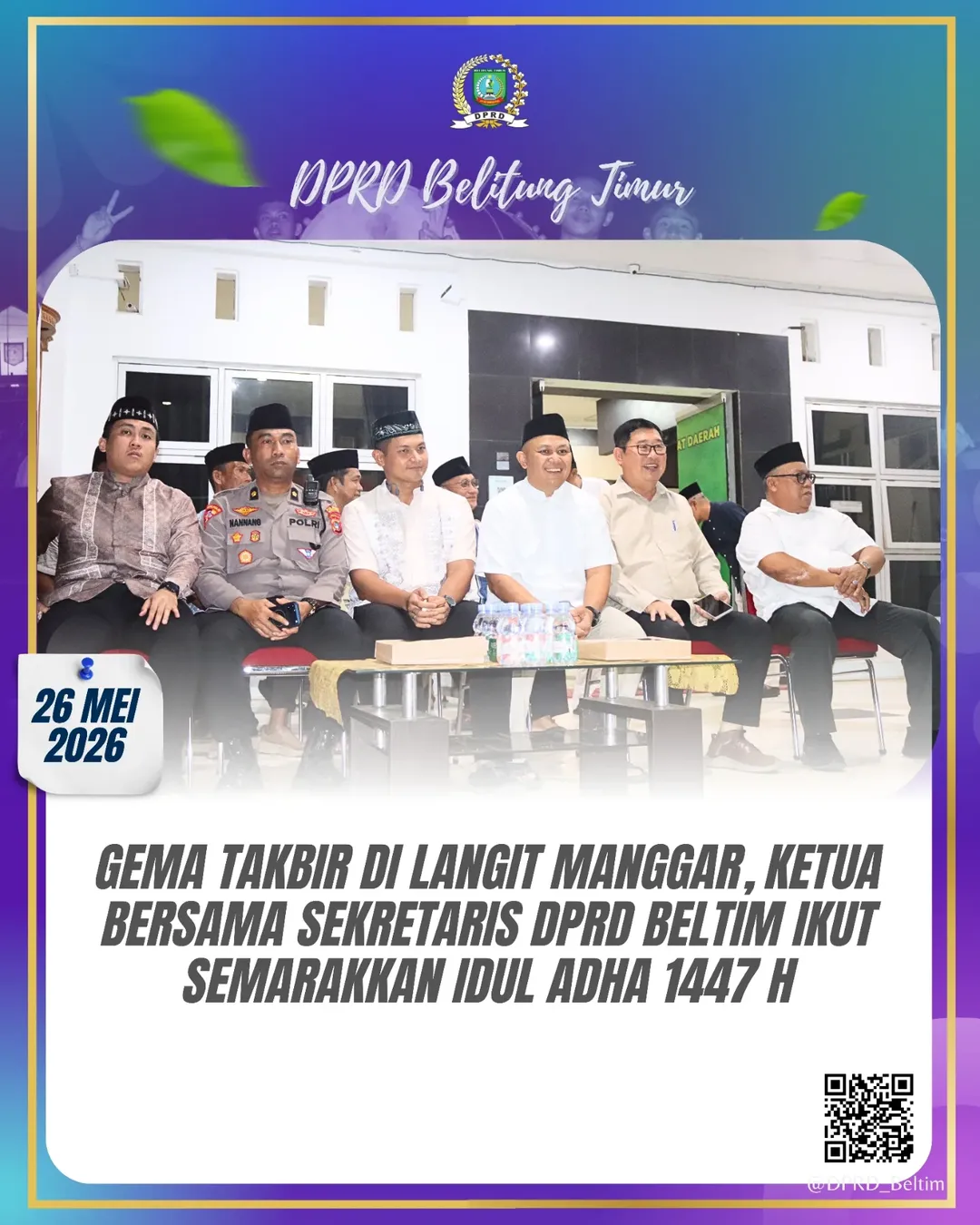 Malam takbiran menyambut Hari Raya Idul Adha 1447 H di Kecamatan Manggar