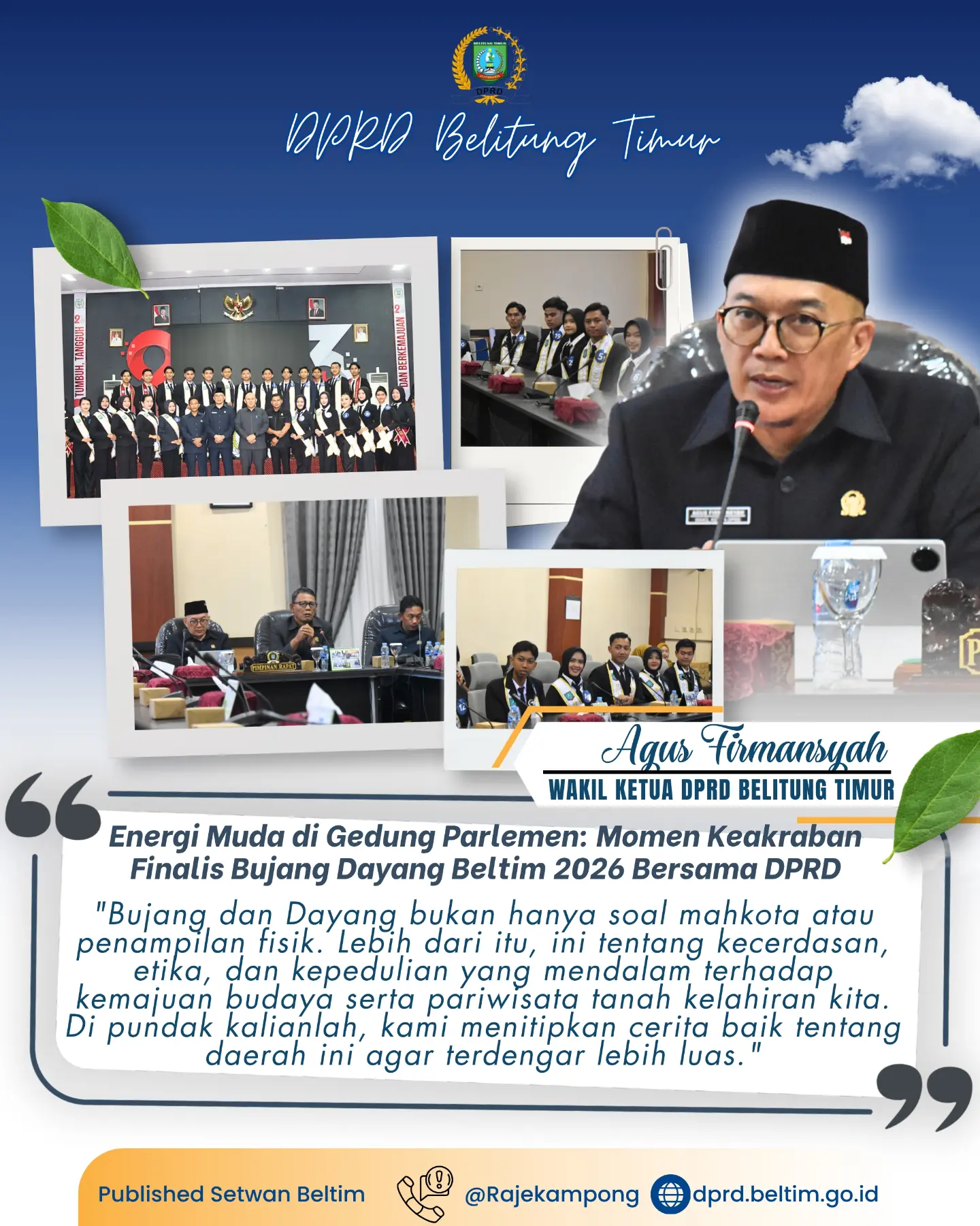 Audiensi Finalis Bujang Dayang Belitung Timur Tahun 2026 di Gedung DPRD Kab Belitung Timur