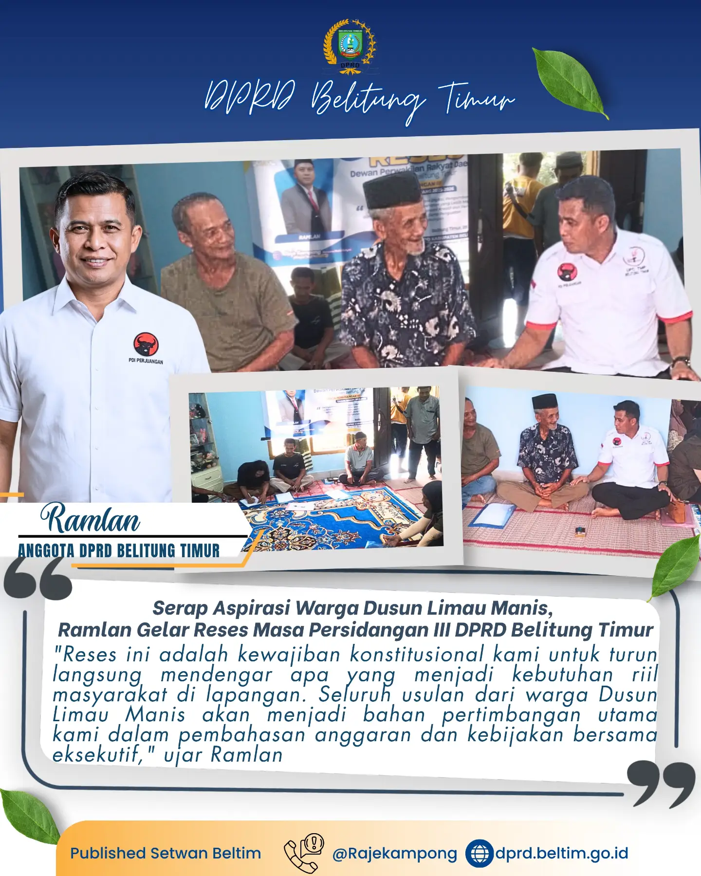 Kegiatan Reses Masa Persidangan III Tahun Sidang 2025-2026 di Dusun Limau Manis, Desa Buding, Kecamatan Kelapa Kampit