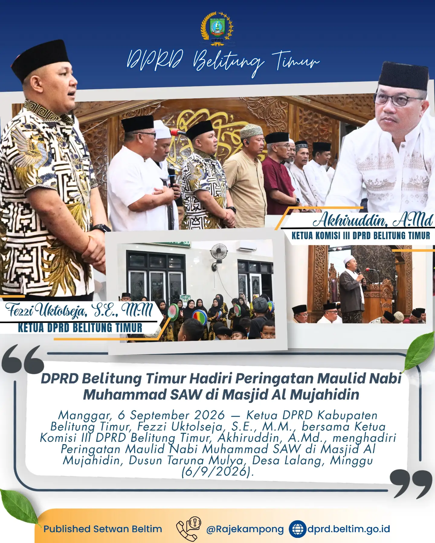 DPRD Belitung Timur Hadiri Peringatan Maulid Nabi Muhammad SAW di Desa Lalang