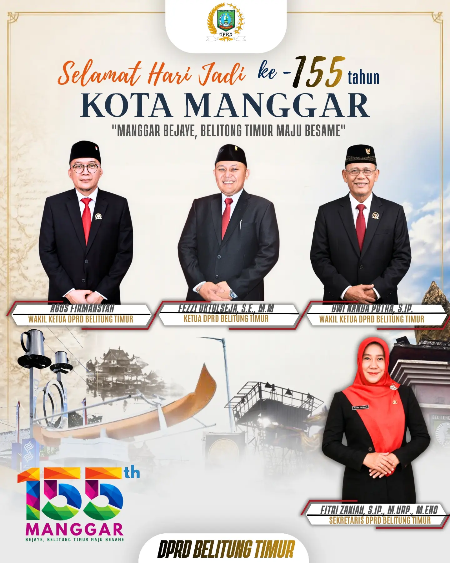Selamat Hari Jadi ke-155 tahun Kota Manggar, "MANGGAR BEJAYE, BELITUNG TIMUR MAJU BESAME.