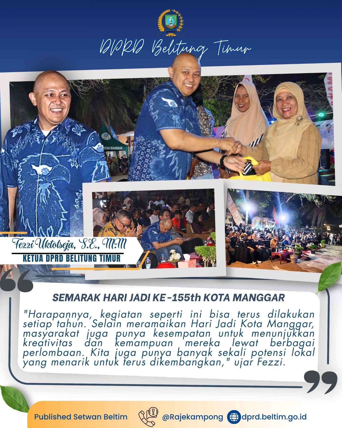 Malam Puncak dan Penutupan Bazar UMKM dalam rangka Hari Jadi Kota Manggar ke 155th